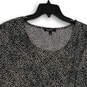Womens Black White Animal Print Asymmetrical Hem Pullover Blouse Top Sz XL image number 3