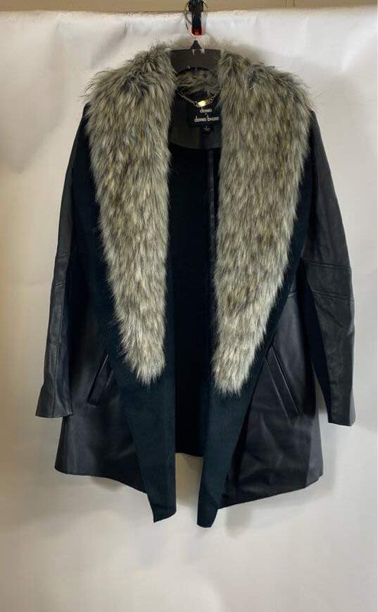 Dennis Basso Women's Black Faux Leather Jacket-L image number 1