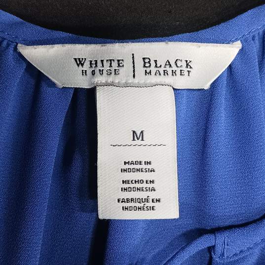 White House Black Market Women's Blue Crepe Tank Shirt Blouse Size M image number 4