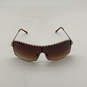 Womens Brown Lens UV Protection Full Metal Rim Rectangle Sunglasses image number 2