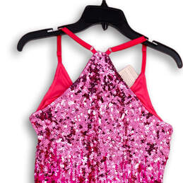 NWT Womens Pink Sequin Spaghetti Strap Pullover Bodycon Dress Size S alternative image