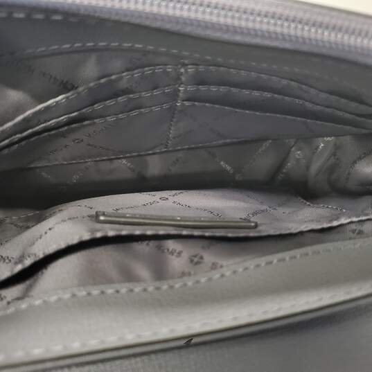 Michael Kors Rose Medium Gray White Striped Leather Flap Shoulder Bag image number 5