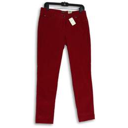 NWT J. McLaughlin Womens Red Demin 5-Pocket Design Straight Leg Jeans Size 8
