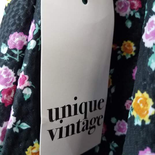 Unique Vintage Black Ditsy Floral Mini Skirt Size 4 NWT image number 4