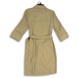 NWT Michael Kors Womens Tan Khaki Collared 3/4 Sleeve Belted Mini Dress Size S alternative image