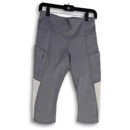 Womens Gray Flat Front Elastic Waist Pockets Pull-On Capri Leggings Size S