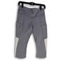 Womens Gray Flat Front Elastic Waist Pockets Pull-On Capri Leggings Size S image number 1