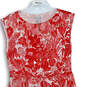 Womens Red Floral Sleeveless Drawstring Waist Midi A-Line Dress Size 0 image number 3