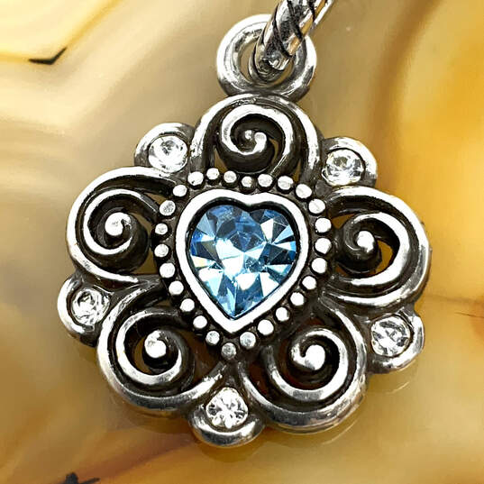 Designer Brighton Silver Tone Heart Crystal Cut Stone Charm Pendant image number 1