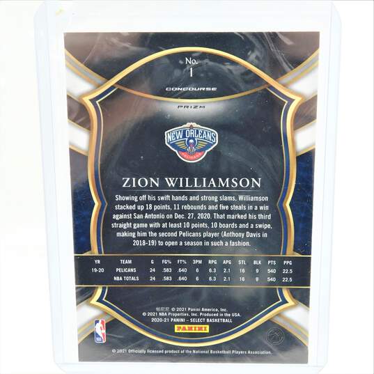 2020-21 Zion Williamson Select Blue White Purple Prizm Pelicans image number 3