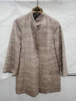 Women Eileen Fisher Enigma Jacquard Funnel Silk Blend Jacket Size-M