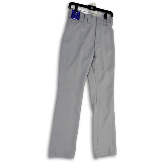 NWT Mens Gray Flat Front Button Straight Leg Sporty Baseball Pants Size XS image number 2