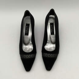 Womens Black Pointed Toe Fashionable Slip-On Kitten Pump Heels Size 8.5 AA