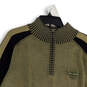 Mens Green Black Mock Neck Long Sleeve Quarter Zip Pullover Sweater Size XL image number 3
