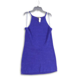 NWT Womens Blue Crochet Knit V-Neck Sleeveless Pullover Mini Dress X-Large