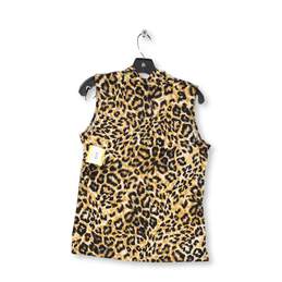 NWT Womens Brown Black Cheetah Print Sleeveless V Neck Blouse Top Size M alternative image