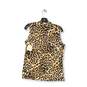 NWT Womens Brown Black Cheetah Print Sleeveless V Neck Blouse Top Size M image number 2