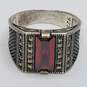 Antique Sterling Silver Marcasite & Glass Sz 10 1/4 Ring 7.9g image number 2