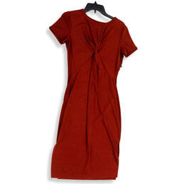NWT Womens Red Short Sleeve Round Neck Front Knot Shift Dress Size M