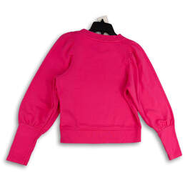 Womens Pink Crew Neck Long Sleeve Ribbed Cuff Pullover Sweatshirt Size S alternative image