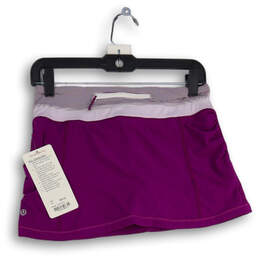 NWT Womens Purple White Elastic Waist Pull-On Short Mini Skort Size 4 alternative image