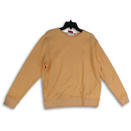 Womens Orange Crew Neck Long Sleeve Pullover Sweatshirt Size Medium