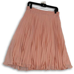 NWT Womens Pink Pleated Elastic Waist Pull-On Knee Length Flare Skirt Sz M alternative image