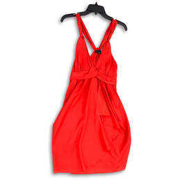Womens Red V-Neck Sleeveless Stretch Knee Length Sheath Dress Size 10