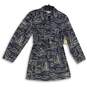 NWT Coldwater Creek Womens Navy White Abstract Long Sleeve Trench Coat Size S/8 image number 1