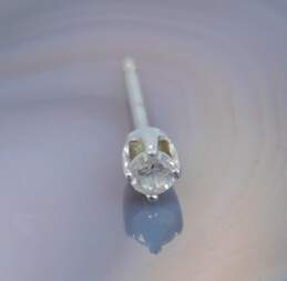 14K White Gold 0.04 CT Round Diamond Single Stud Earring 0.1g