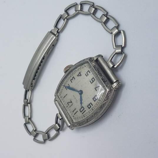Elgin White Gold Filled Art Deco Vintage Automatic Wind-Up Bracelet Watch image number 1