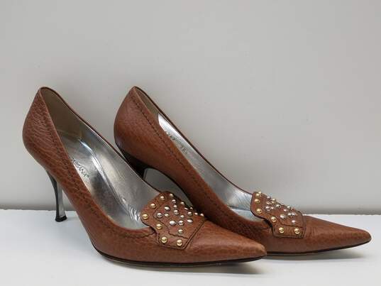 Dolce and Gabbana Women's Brown Pebble Pumps High Heels Size 38.5 (Authenticated) image number 3