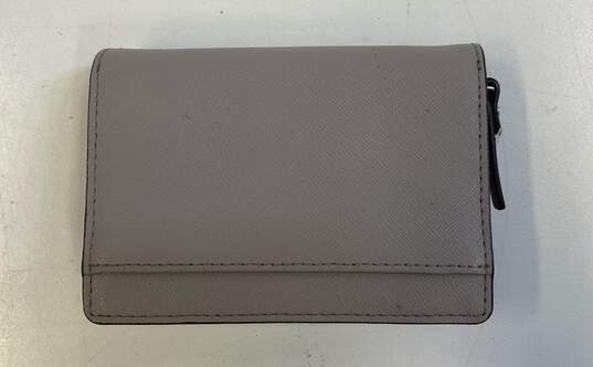 Kate Spade Gray Leather Bifold Coin Card Zip Organizer Wallet image number 2
