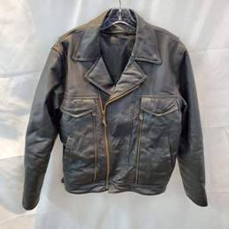 Unbranded Black Full Zip Leather Jacket Size 44