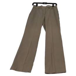 Womens Beige Flat Front Slash Pocket Low Rise Straight Leg Dress Pants Size 6P alternative image