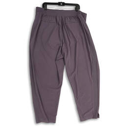Womens Purple Elastic Waist Flat Front Slash Pocket Ankle Pants Size 22 alternative image
