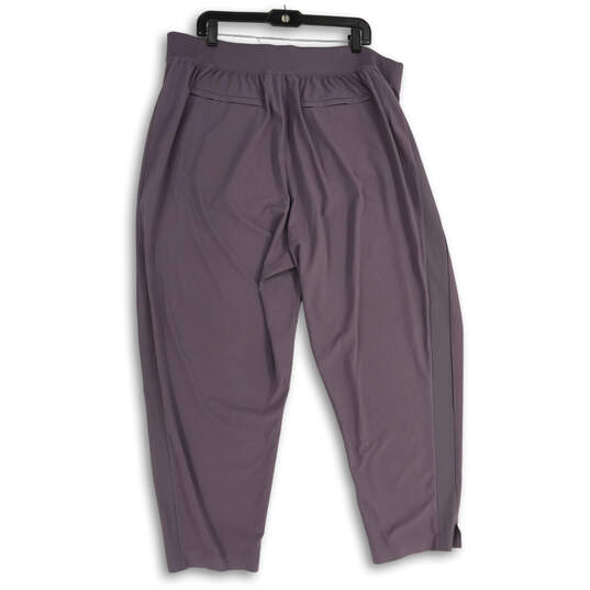 Womens Purple Elastic Waist Flat Front Slash Pocket Ankle Pants Size 22 image number 2