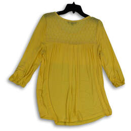 Womens Yellow 3/4 Sleeve Round Neck Pullover Blouse Top Size Medium alternative image