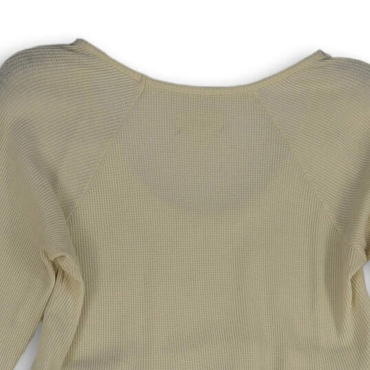 Womens White Tiered Waffle Knit Scoop Neck Pullover Blouse Top Size XS image number 4