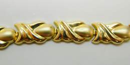 T & C 10K Gold Satin & Smooth Finish Puffed Panel Linked Chain Bracelet 4.2g alternative image