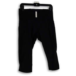 Womens Black Elastic Waist Activewear Pull-On Capri Leggings Size 10