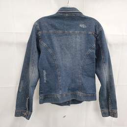 Prana Blue Distressed Denim Button Up Jean Jacket Women's Size M alternative image
