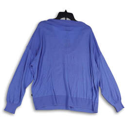 NWT Womens Blue V-Neck Long Sleeve Knitted Pullover Sweater Size XXL alternative image
