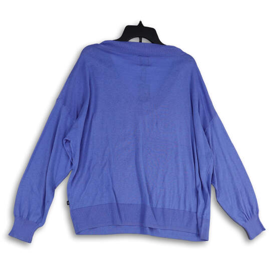 NWT Womens Blue V-Neck Long Sleeve Knitted Pullover Sweater Size XXL image number 2