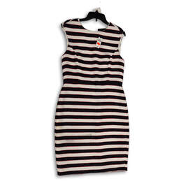 NWT Womens Multicolor Striped Round Neck Knee Length Sheath Dress Size 10