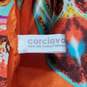 Corciova Silk Orange & Blue Floral Abstract Scarf image number 3