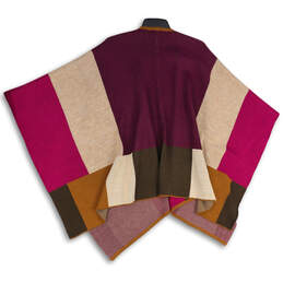 NWT Womens Purple Brown Kimono Sleeve Open Front Poncho Cape Sweater Size M alternative image