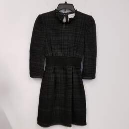 NWT Womens Black Keyhole Neck 3/4 Sleeve Fringe Trim A-Line Dress Size 4