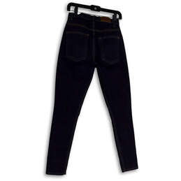 Womens Blue Denim Dark Wash Pockets Stretch Skinny Leg Jeans Size 27 alternative image