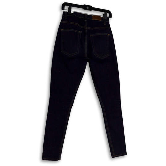 Womens Blue Denim Dark Wash Pockets Stretch Skinny Leg Jeans Size 27 image number 2
